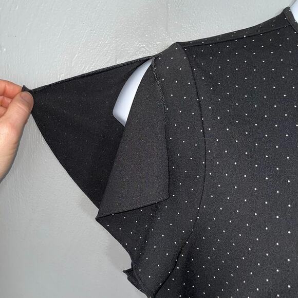 Liz Claiborne Tie Wrap Top Size XL Black White Polka Dot Office Siren Classic - Picture 4 of 9